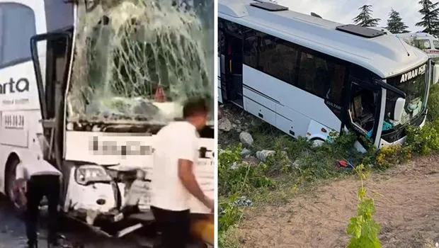 İki otobüs çarpıştı: 1'i ağır 27 kişi yaralandı